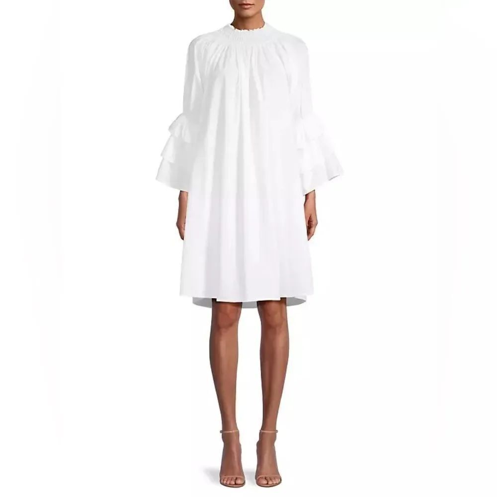 NWT Harshman Women's Daphne Ruffled Shift Minidress  White Large